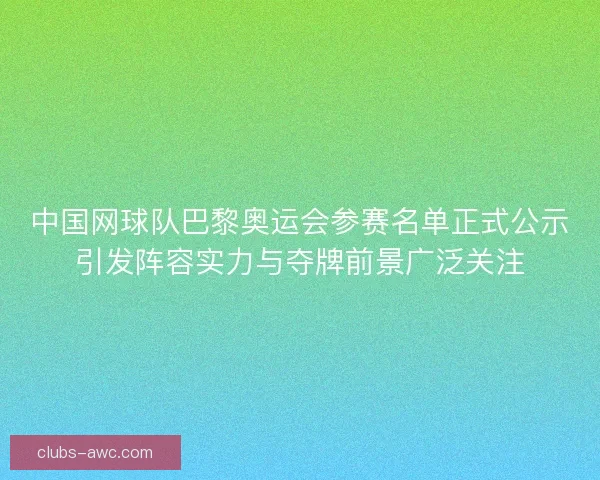 中国网球队巴黎奥运会参赛名单正式公示引发阵容实力与夺牌前景广泛关注