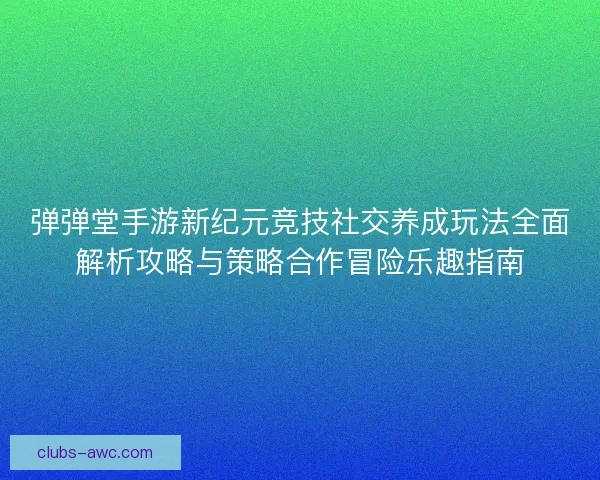 弹弹堂手游新纪元竞技社交养成玩法全面解析攻略与策略合作冒险乐趣指南